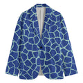 Blue Giraffe Print Men's Cotton Blazer