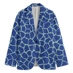Blue Giraffe Print Men's Cotton Blazer
