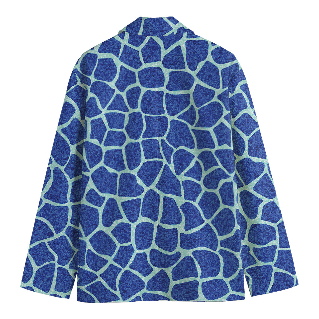 Blue Giraffe Print Men's Cotton Blazer