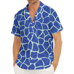 Blue Giraffe Print Men's Deep V-Neck Shirt
