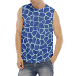 Blue Giraffe Print Men's Fitness Tank Top