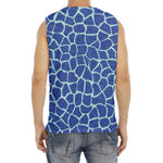 Blue Giraffe Print Men's Fitness Tank Top