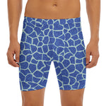 Blue Giraffe Print Men's Long Boxer Briefs