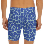 Blue Giraffe Print Men's Long Boxer Briefs