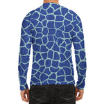 Blue Giraffe Print Men's Long Sleeve Rash Guard