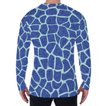 Blue Giraffe Print Men's Long Sleeve T-Shirt