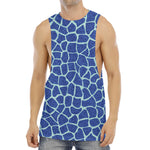 Blue Giraffe Print Men's Muscle Tank Top