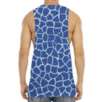 Blue Giraffe Print Men's Muscle Tank Top