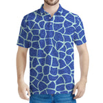 Blue Giraffe Print Men's Polo Shirt