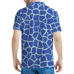 Blue Giraffe Print Men's Polo Shirt