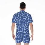 Blue Giraffe Print Men's Rompers