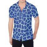 Blue Giraffe Print Men's Shirt