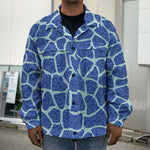 Blue Giraffe Print Men's Shirt Jacket
