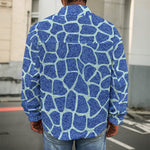 Blue Giraffe Print Men's Shirt Jacket