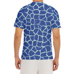 Blue Giraffe Print Men's Short Sleeve Rash Guard