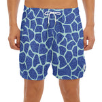 Blue Giraffe Print Men's Split Running Shorts
