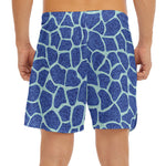 Blue Giraffe Print Men's Split Running Shorts