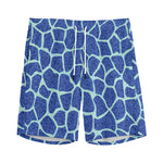 Blue Giraffe Print Men's Sports Shorts