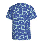 Blue Giraffe Print Men's Sports T-Shirt