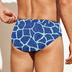 Blue Giraffe Print Men's Swim Briefs