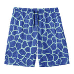 Blue Giraffe Print Men's Swim Trunks