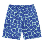 Blue Giraffe Print Men's Swim Trunks