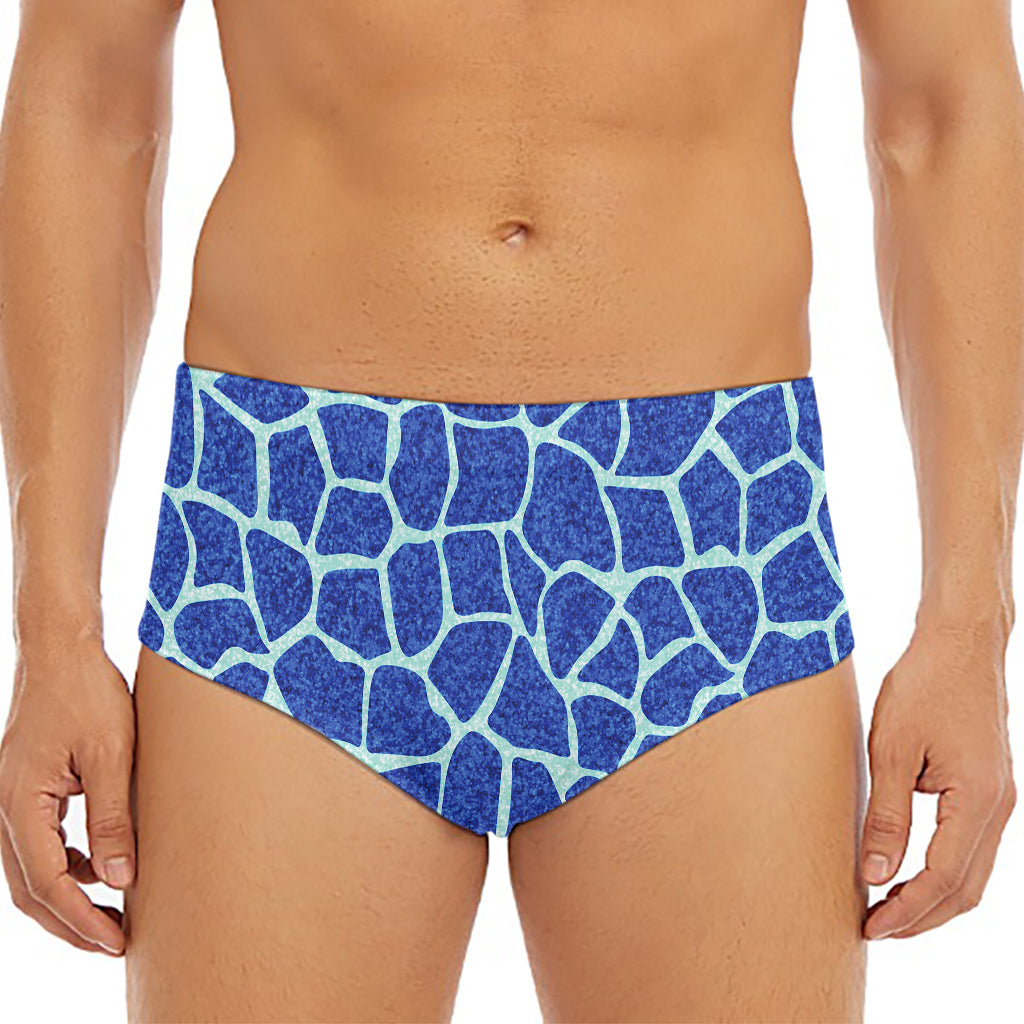 Blue Giraffe Print Men's Triangle Swim Briefs