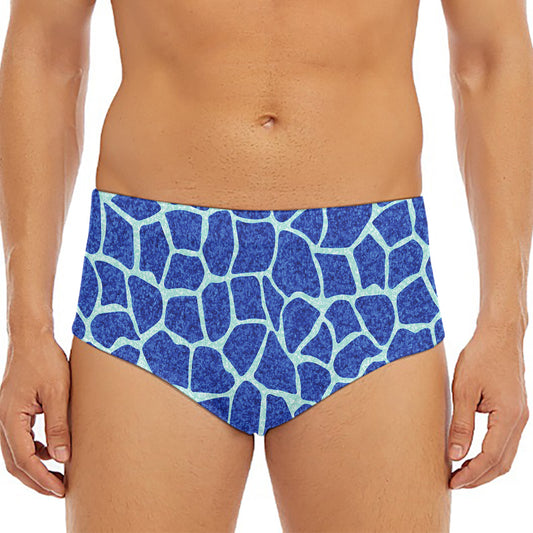 Blue Giraffe Print Men's Triangle Swim Briefs