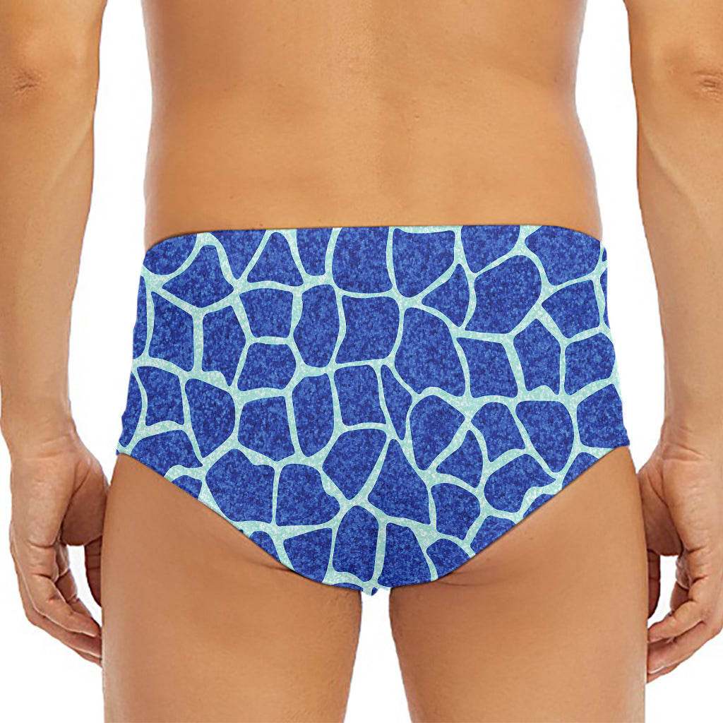 Blue Giraffe Print Men's Triangle Swim Briefs