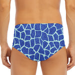 Blue Giraffe Print Men's Triangle Swim Briefs