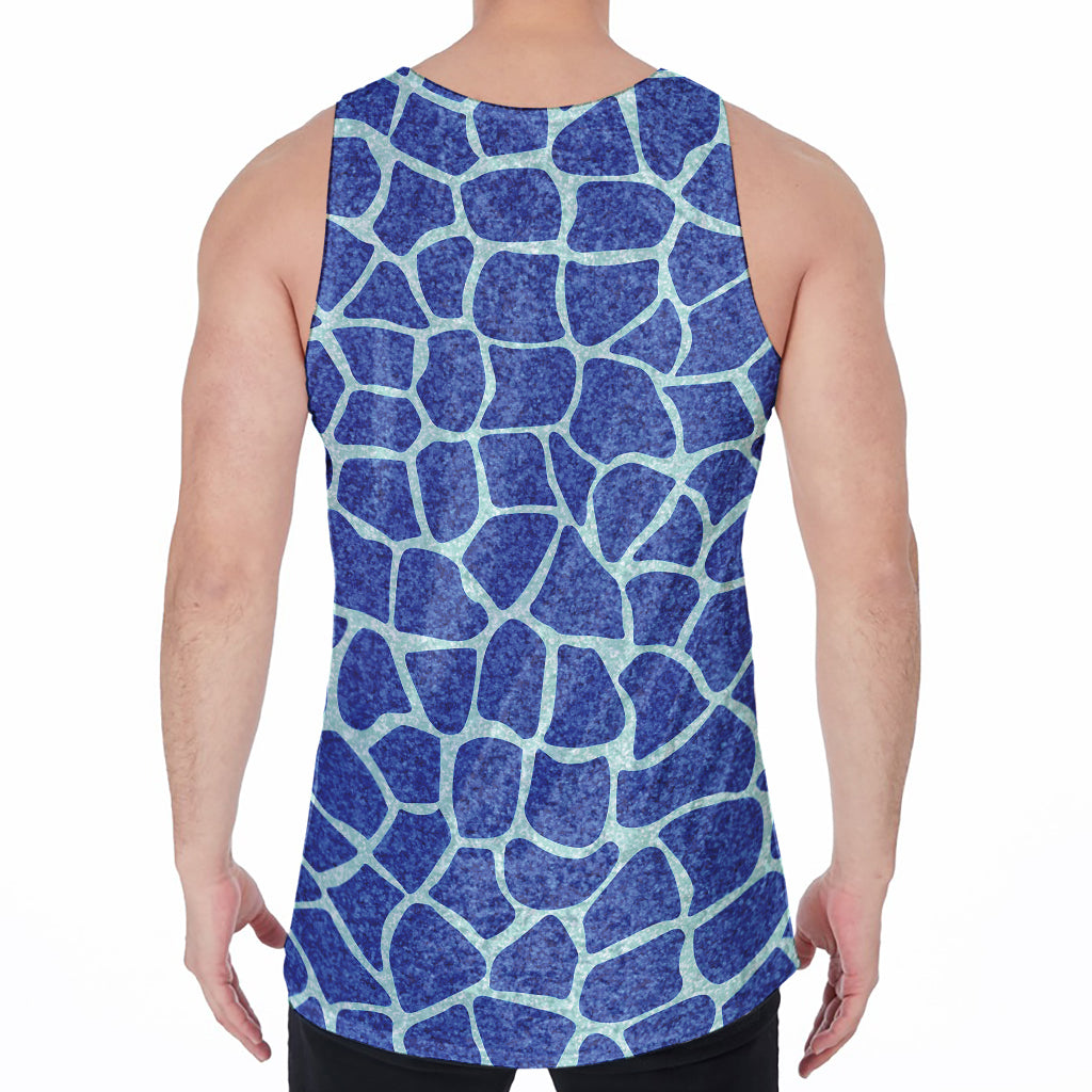 Blue Giraffe Print Men's Velvet Tank Top