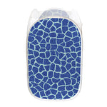 Blue Giraffe Print Mesh Laundry Hamper