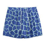 Blue Giraffe Print Mesh Shorts