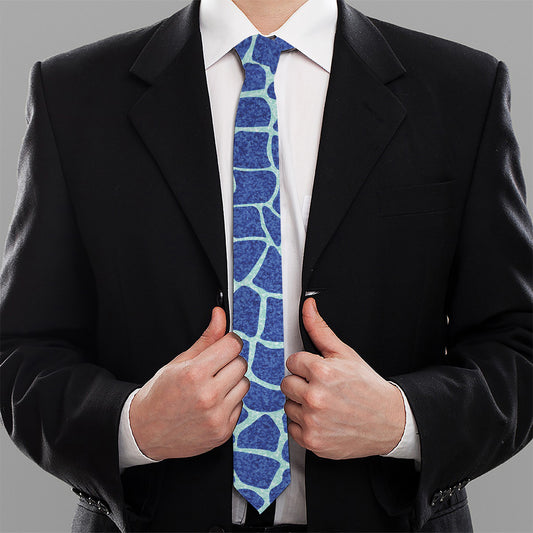 Blue Giraffe Print Necktie
