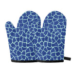 Blue Giraffe Print Oven Mitts