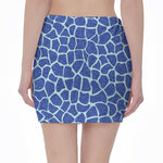 Blue Giraffe Print Pencil Mini Skirt