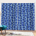 Blue Giraffe Print Pencil Pleat Curtains