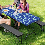 Blue Giraffe Print Picnic Table Cover