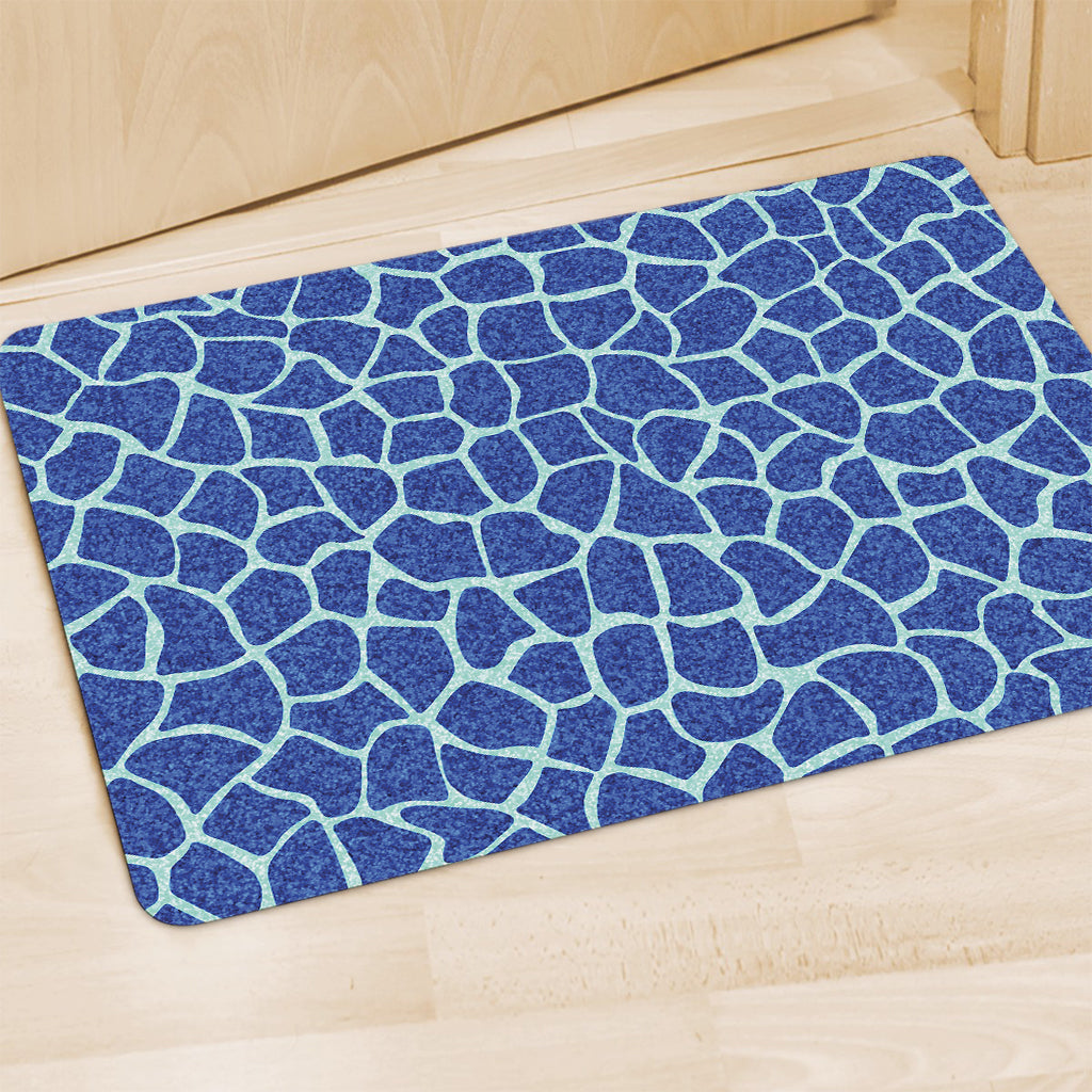 Blue Giraffe Print Polyester Doormat