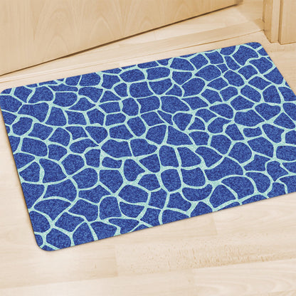 Blue Giraffe Print Polyester Doormat