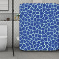 Blue Giraffe Print Polyester Shower Curtain