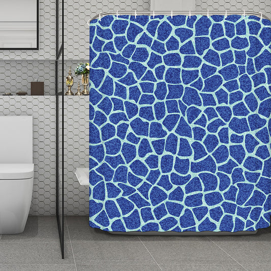 Blue Giraffe Print Polyester Shower Curtain