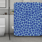 Blue Giraffe Print Polyester Shower Curtain