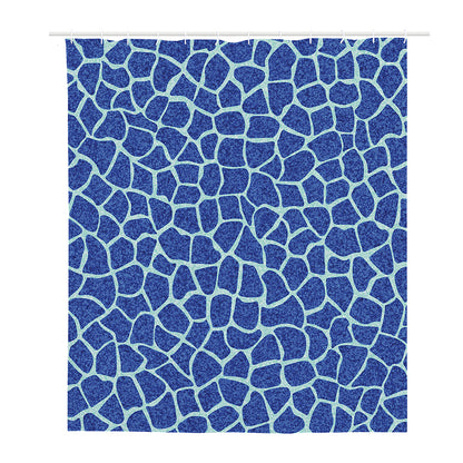Blue Giraffe Print Polyester Shower Curtain