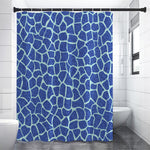 Blue Giraffe Print Premium Shower Curtain