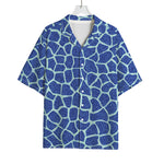 Blue Giraffe Print Rayon Hawaiian Shirt