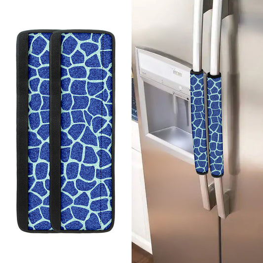 Blue Giraffe Print Refrigerator Handle Covers