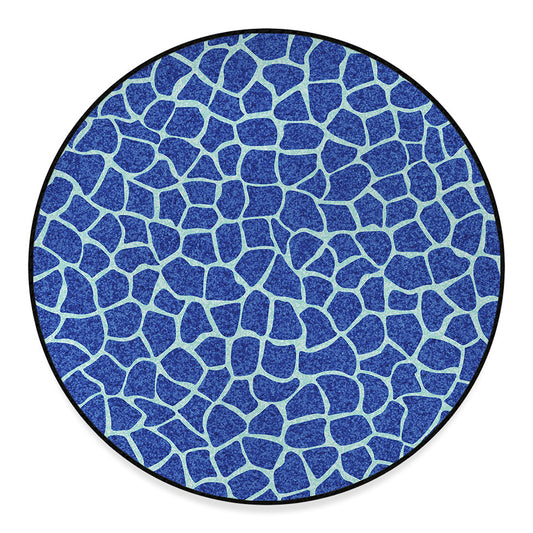 Blue Giraffe Print Round Floor Mat