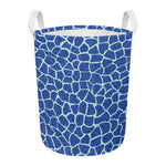 Blue Giraffe Print Round Laundry Basket