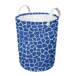 Blue Giraffe Print Round Laundry Basket